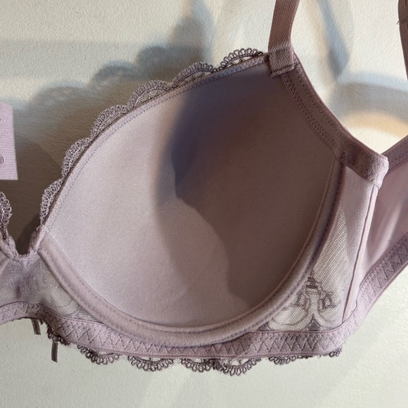 TRIUMPH Sz 38C Bra Balconette Lavender Victorian Lace Underwire Padded NEW - Picture 8 of 8
